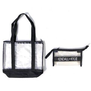 clear zip bags stadium tote and cosmetic makeup bag Kendal Kylie concert travel
